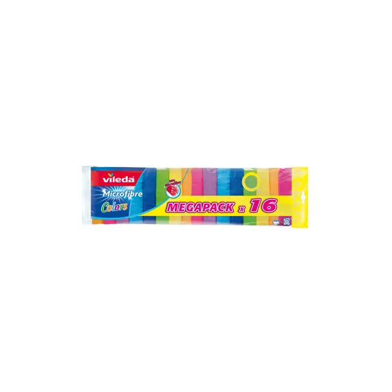 Pano Microfibra 30x30cm Vileda Sortido Pack 16un