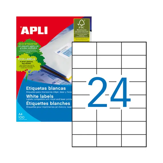 Etiquetas adesivas 070x037mm Apli 2400unem - Etiquetas de alta qualidade para organização e etiquetagem