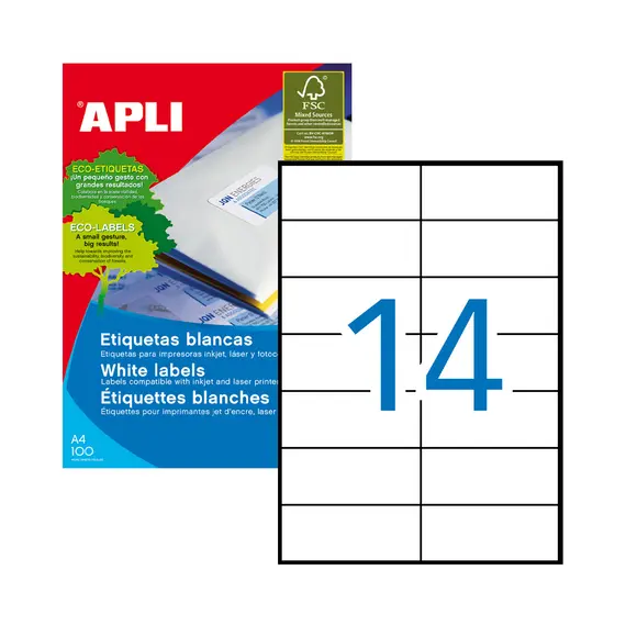Etiquetas A4 105x42,4mm Marca 40 - Pacote com 100 folhas | BluePixel.pt
