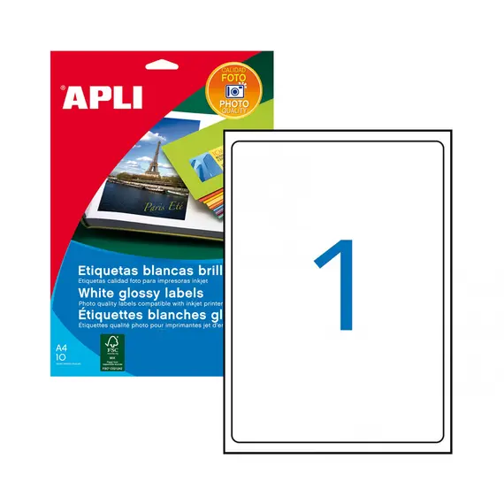 Etiquetas A4 Brancas Glossy 199,6x289mm - Pack de 10 folhas | BluePixel.pt