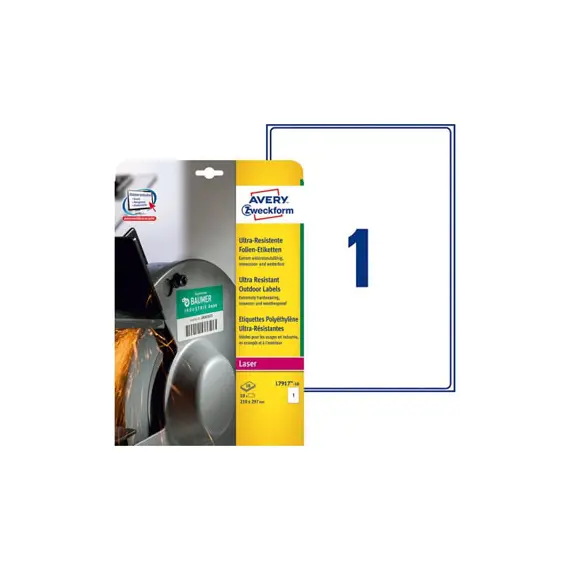 Etiquetas Ultra-Resistentes 210x297mm 10Fls Avery 10un