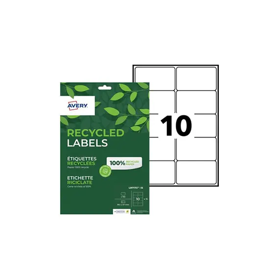 Etiquetas Recicladas Avery 99,1x57mm - 15 Folhas, 150 Unidades | Loja BluePixel