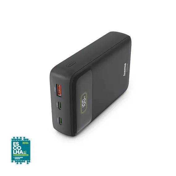 Powerbank 20000mAh USB-A+USB-C 2 Portas PowerPack 20 Cinza