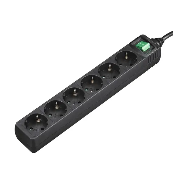 Bloco 6 Tomadas + Interruptor Cabo 3mts Preto