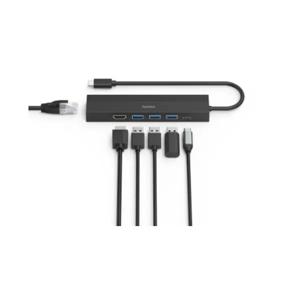 HAMA USB-C MULTIPORT HUB, 6 PORTS, 3 X USB-A, USB-C, HDMI, LAN/ETHERNET