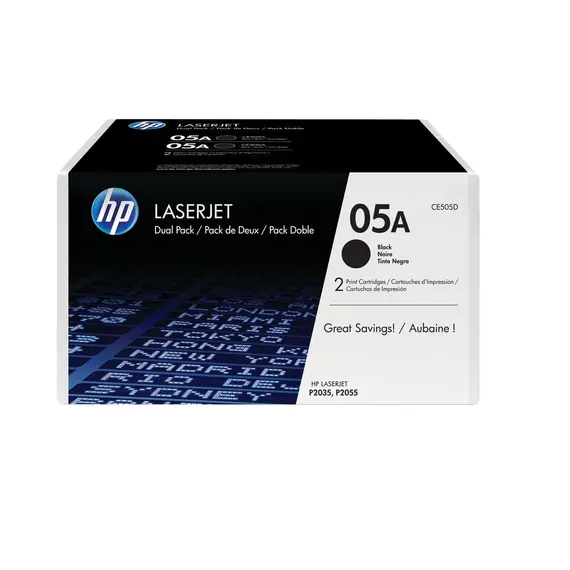 HP 05A original LaserJet Toner cartridge CE505D black standard capacity 2 x 2.300 pages 2-pack