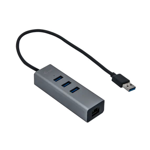 Hub i-tec USB 3.0 3 portas + Adaptador Gigabit Ethernet - Metal