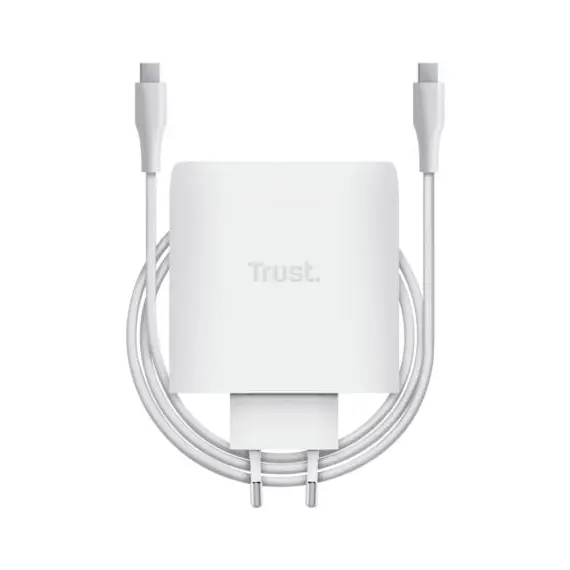 TRUST MAXO 100-watt GaN universal USB-C power adapter Apple PC 2 ports + cable White