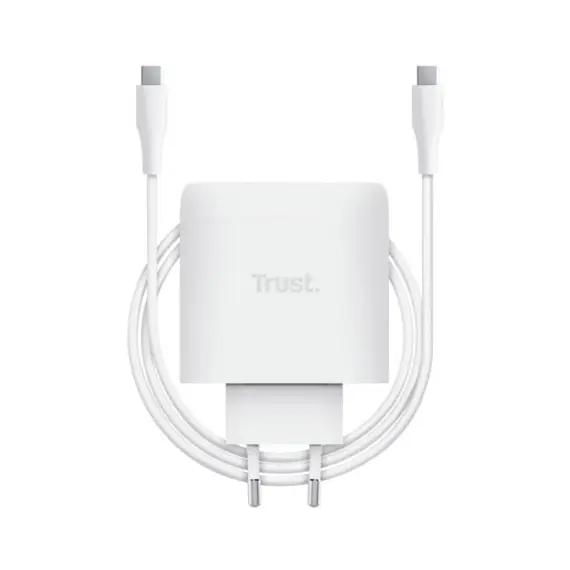 TRUST MAXO Universal USB-C 65 Watt GAN Power Supply Apple PC 1 Port + Cable White