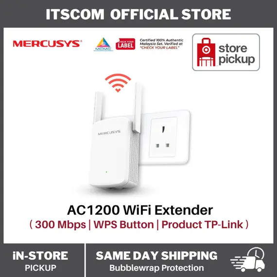 TP-LINK MERCUSYS ME300 AC1200 WiFi Range Extender WPS 2x antenna Wall plugged