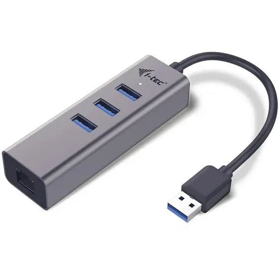 I-TEC USB-C Metal 3-Port HUB with Gigabit Ethernet Adapter 1x USB-C to RJ-45 3x USB 3.0 Port LED-Anzeige compatible with TB 3