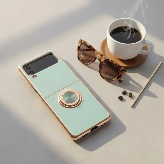SAMSUNG Z FLIP8 MAGNETIC SILICONE CASE WITH Z RING  WHITE