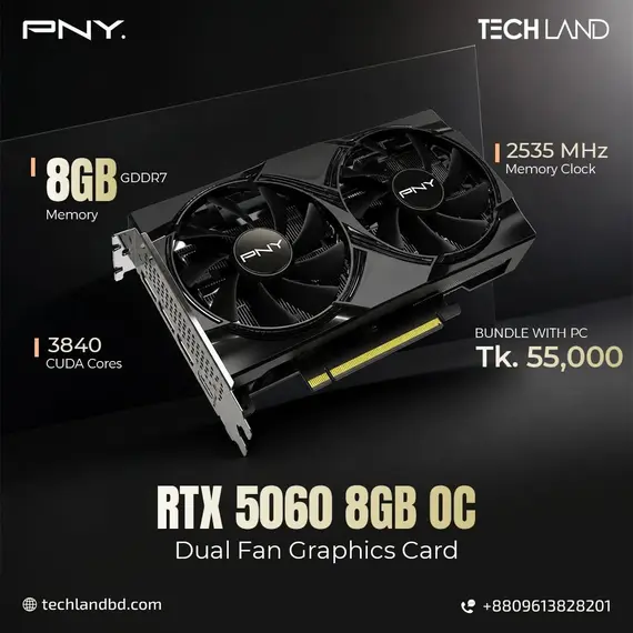 PNY GeForce RTX 5060 8GB Single Fan 8GB GDDR7 HDMI/DP VGA
