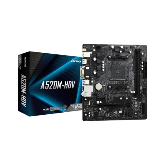 Placa Base Asrock A520M-HDV/ DDR4/ PCIe 3.0/ Socket AM4/ Micro ATX