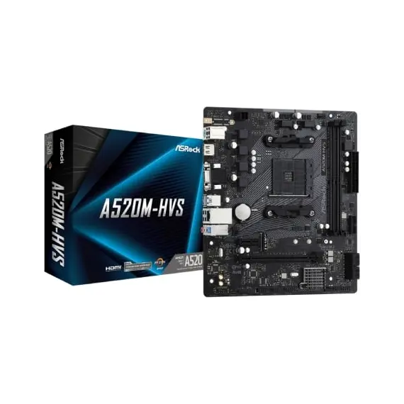 Placa Base Asrock A520M-HVS/ DDR4/ PCIe 3.0/ Socket AM4/ Micro ATX