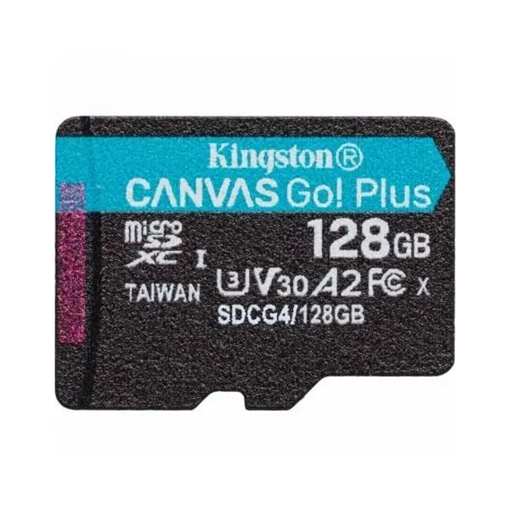 Tarjeta de Memoria Kingston CANVAS Go! Plus 128GB microSD XC/ Clase 10/ 200MBs