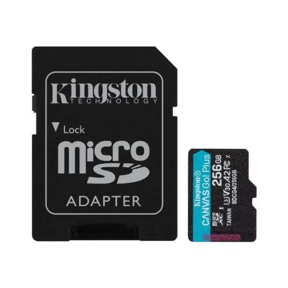 Tarjeta de Memoria Kingston CANVAS Go! Plus 256GB microSD XC con Adaptador/ Clase 10/ 200MBs