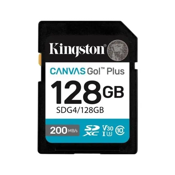 Tarjeta de Memoria Kingston CANVAS Go! Plus 128GB SD XC/ Clase 10/ 200MBs