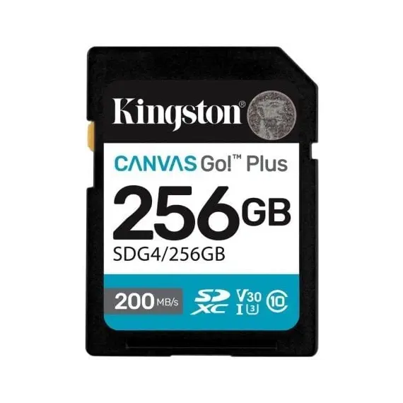 Tarjeta de Memoria Kingston CANVAS Go! Plus 256GB SD XC/ Clase 10/ 200MBs