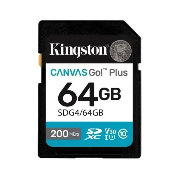 Tarjeta de Memoria Kingston CANVAS Go! Plus 64GB SD XC/ Clase 10/ 200MBs