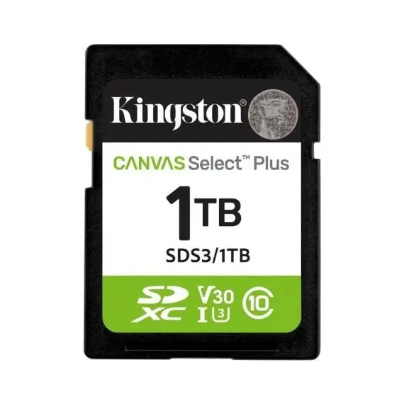Tarjeta de Memoria Kingston CANVAS Select Plus 1TB SD XC/ Clase 10/ 150MBs