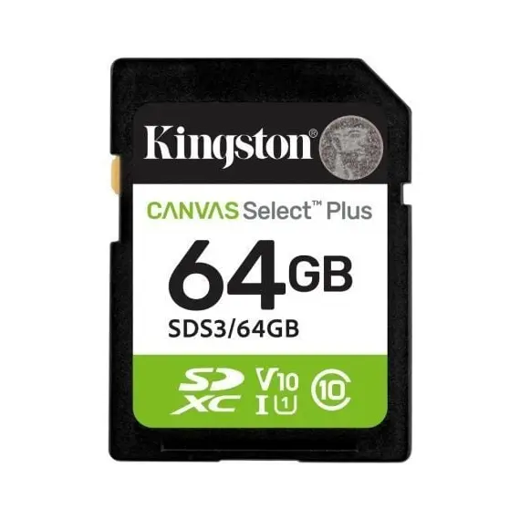 Tarjeta de Memoria Kingston CANVAS Select Plus 64GB SD XC/ Clase 10/ 100MBs