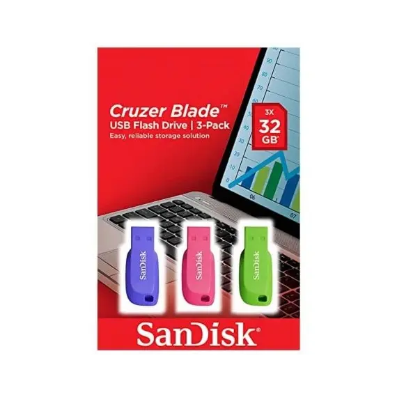 Pendrives 32GB SanDisk Cruzer Blade/ USB 2.0/ Pack 3