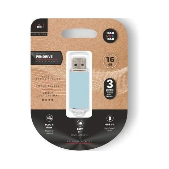 Pendrive 16GB Tech One Tech Basic USB 2.0/ Azul Cielo