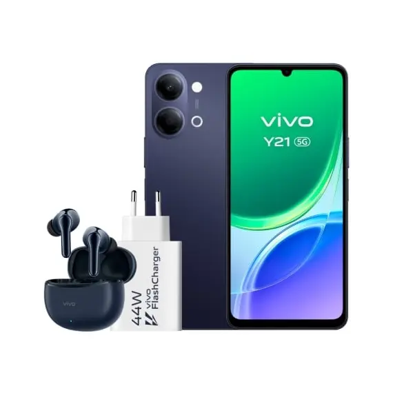 Smartphone Vivo Y21 4GB/ 256GB/ 6.74'/ 5G/ Negro/ Incluye Cargador + Auriculares