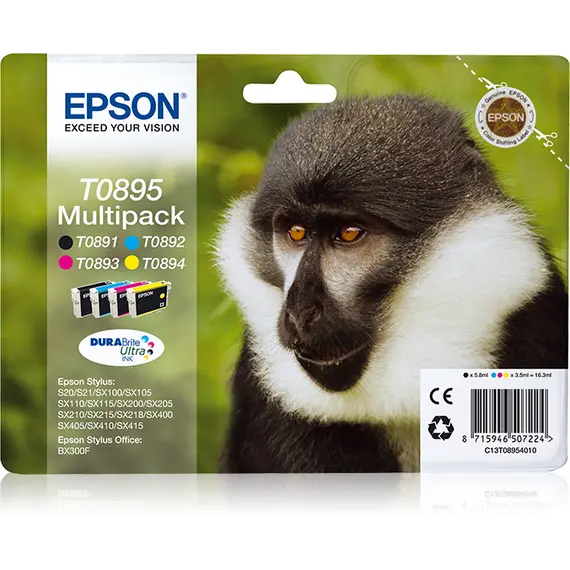 Tinteiro EPSON T0895 Multipack 4 Cores + Alarme RF para Stylus S2x, SX1xx/2xx/4xx & Stylus Office BX300 | BluePixel.pt