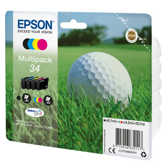Tinteiro EPSON 34 Multipack 4 Cores para WorkForce Pro WF-3720/3725 | BluePixel.pt