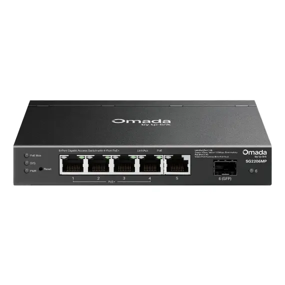 TP-LINK Omada Switch 6-Portas Gigabit com 4-Portas PoE+ | Rede Empresarial de Alta Performance
