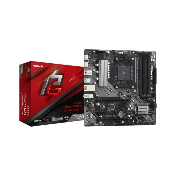 Placa Base Asrock B550M Phantom Gaming 4/ DDR4/ PCIe 4.0/ Socket AM4/ Micro ATX