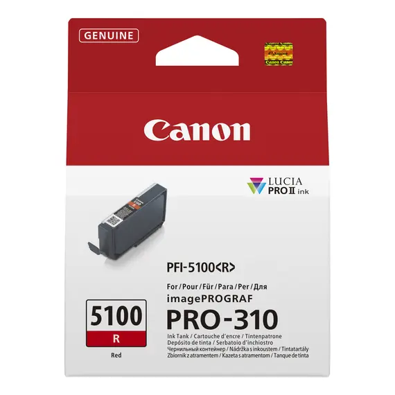 Tampa de Tinta Vermelha Canon PFI-5100 Series | Compatível com Impressoras Canon | BluePixel.pt