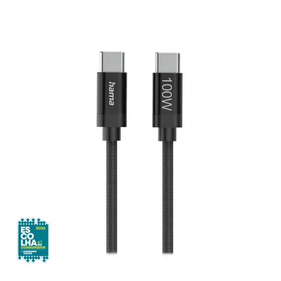 Cabo USB-C 2.0 Macho/USB-C Macho 100W Fabric 1,2m Preto