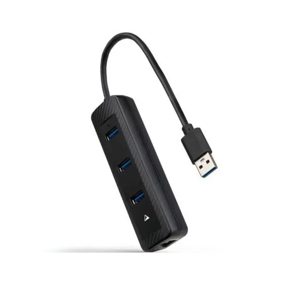 Hub USB 3.0 Nanocable 10.16.4604/ 3xUSB/ 1xRJ45/ Negro