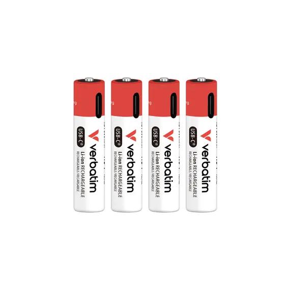 Pilhas Recarregáveis AAA USB-C 1.5V 500mAh Verbatim 4un