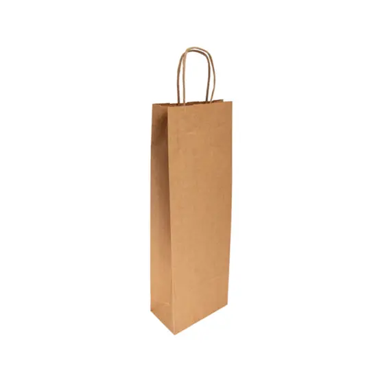 Saco 14x08x40cm 1 Garrafa Papel 100g c/Asas Kraft 1un