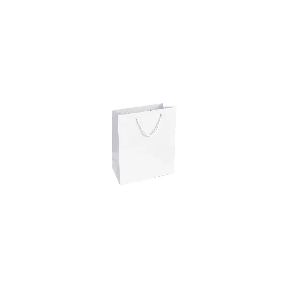 Saco 18x08x25cm Papel Couché 200g c/Asas Cordão Branco 1un