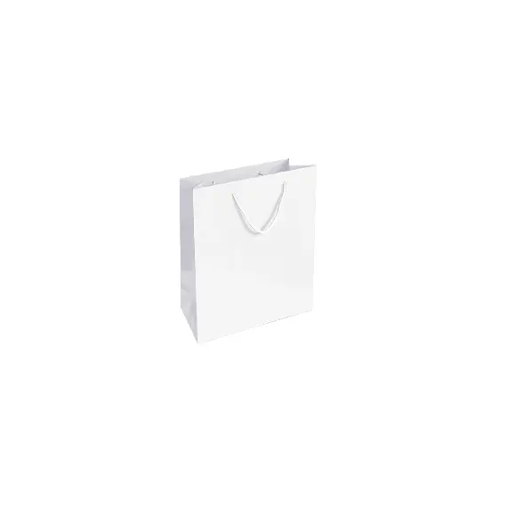 Saco 24x10x31cm Papel Couché 200g c/Asas Cordão Branco 1un