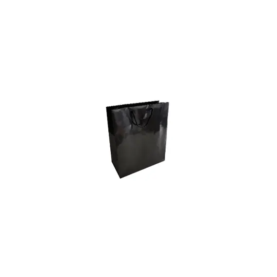 Saco 18x08x25cm Papel Couché 200g c/Asas Cordão Preto 1un