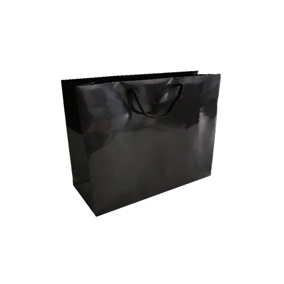 Saco 54x13x44cm Papel Couché 200g c/Asas Cordão Preto 1un