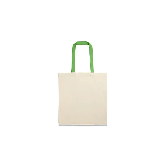 Saco de Compras 100% Algodão Alças em Verde Compridas