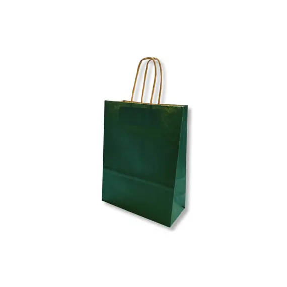 Saco 18x08x24cm Papel 100g c/Asas Verde Escuro 1un