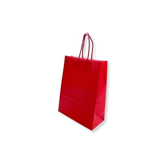 Saco 18x08x24cm Papel 100g c/Asas Vermelho 1un