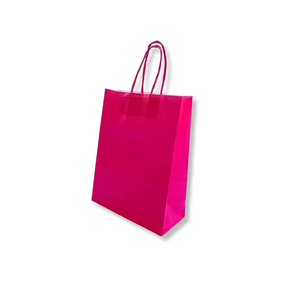 Saco 24x10x32cm Papel 100g c/Asas Rosa 1un