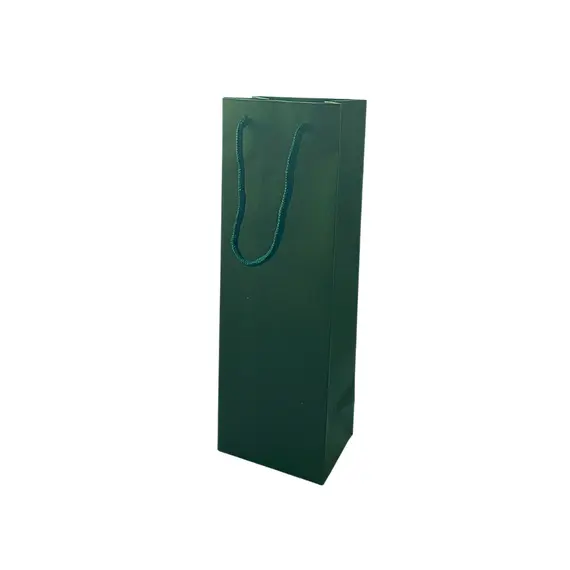 Saco 12x09x36cm 1 Garrafa Papel 210g c/Asas Cordão Verde 1un