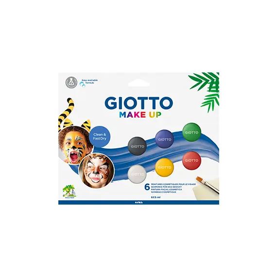 Pintura Facial Pincel Esponja Giotto Clássicas 6 Cores