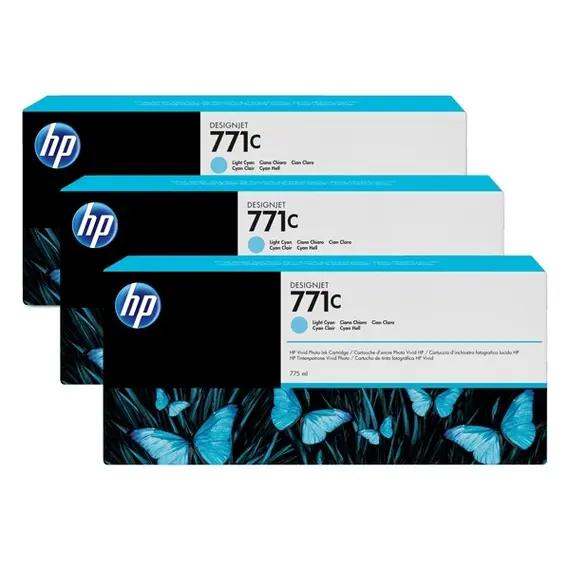 HP 771C original Ink cartridge B6Y36A light cyan standard capacity 3 x 775ml 3-pack