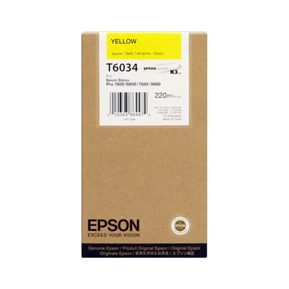 Tinteiro EPSON T6034 Amarelo 220ml - Stylus Pro 7880/9880